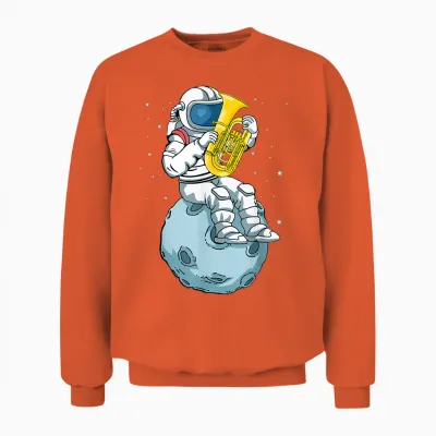 Astronaut Tuba Spieler Musikliebhaber Kinder Big Band Tuba Unisex Sweatshirt - Orange