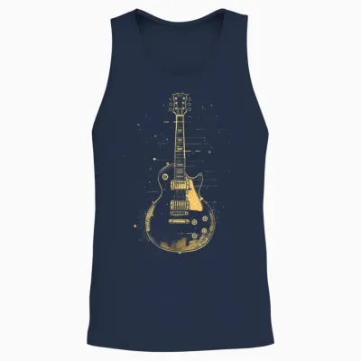 Classic Electric Guitar Vintage T-Shirt, Black, S Unisex Tank Top - Navy