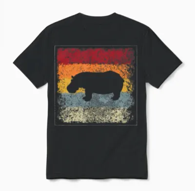 Hippo Retro Unisex T-Shirt - Black