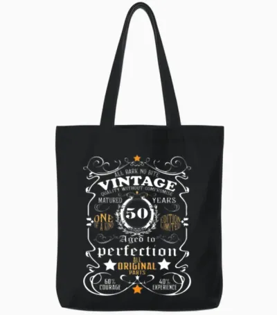 50th Birthday Shirt Vintage 50th Birthday Gift Tote Bags - Black