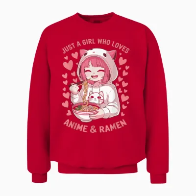 Just a Girl Who Loves Anime Ramen Japonais Aliments Japonais Unisex Sweatshirt - Red