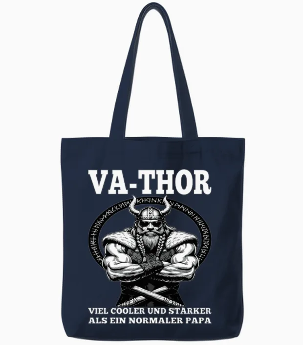 Viking Warrior Man Odin Thor Norman Walhalla Tote Bags in Navy