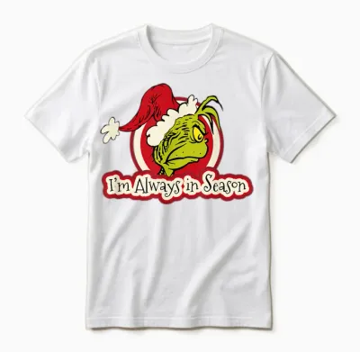 Dr. Seuss Grinch Always in Season Short Sleeve Unisex T-Shirt - White
