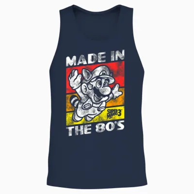 Nintendo Super Mario 3 Made in the 80's Retro Unisex Tank Top - Navy