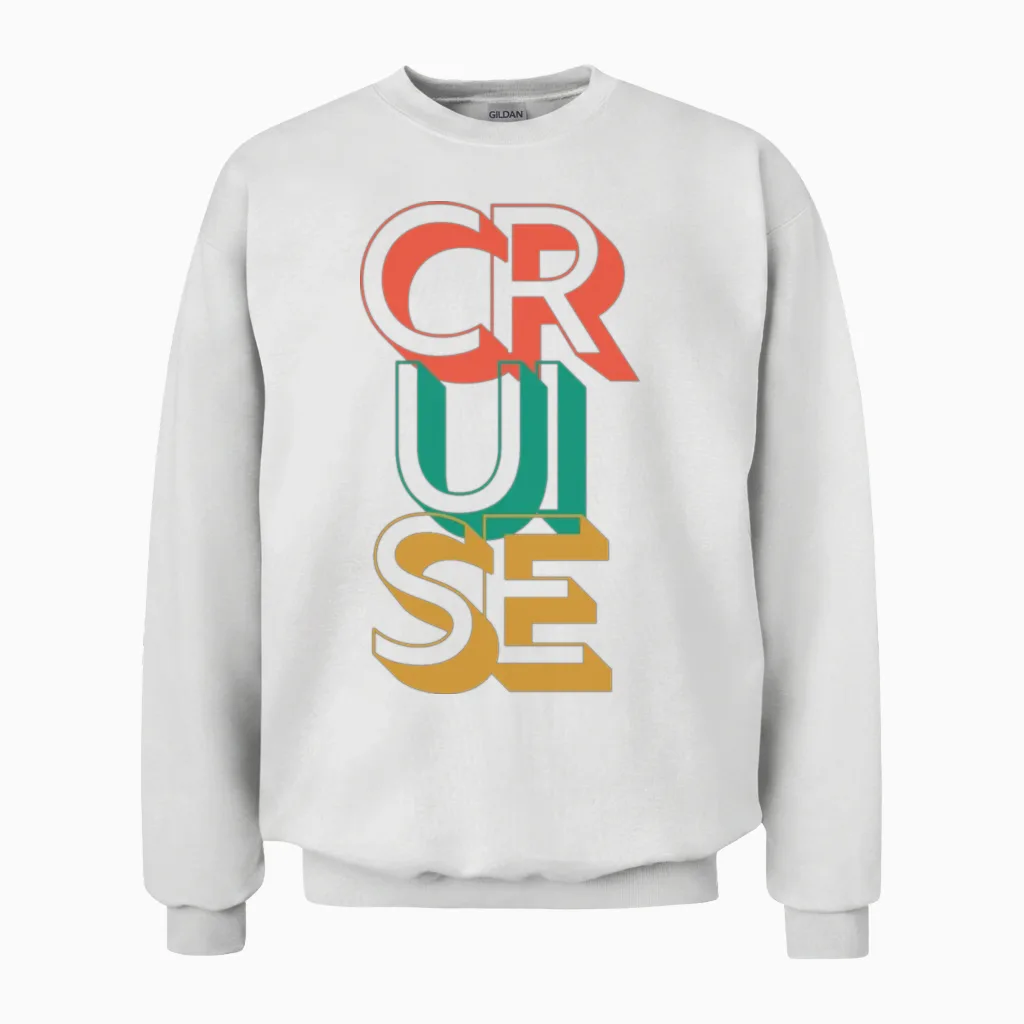 Retro Cruise Summer & Beach Gift Unisex Sweatshirt in White
