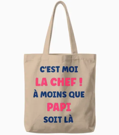 Kids Je Suis La Chef Funny Grandpa Little Girl Child T-Shirt, White, 2 Tote Bags - Natural