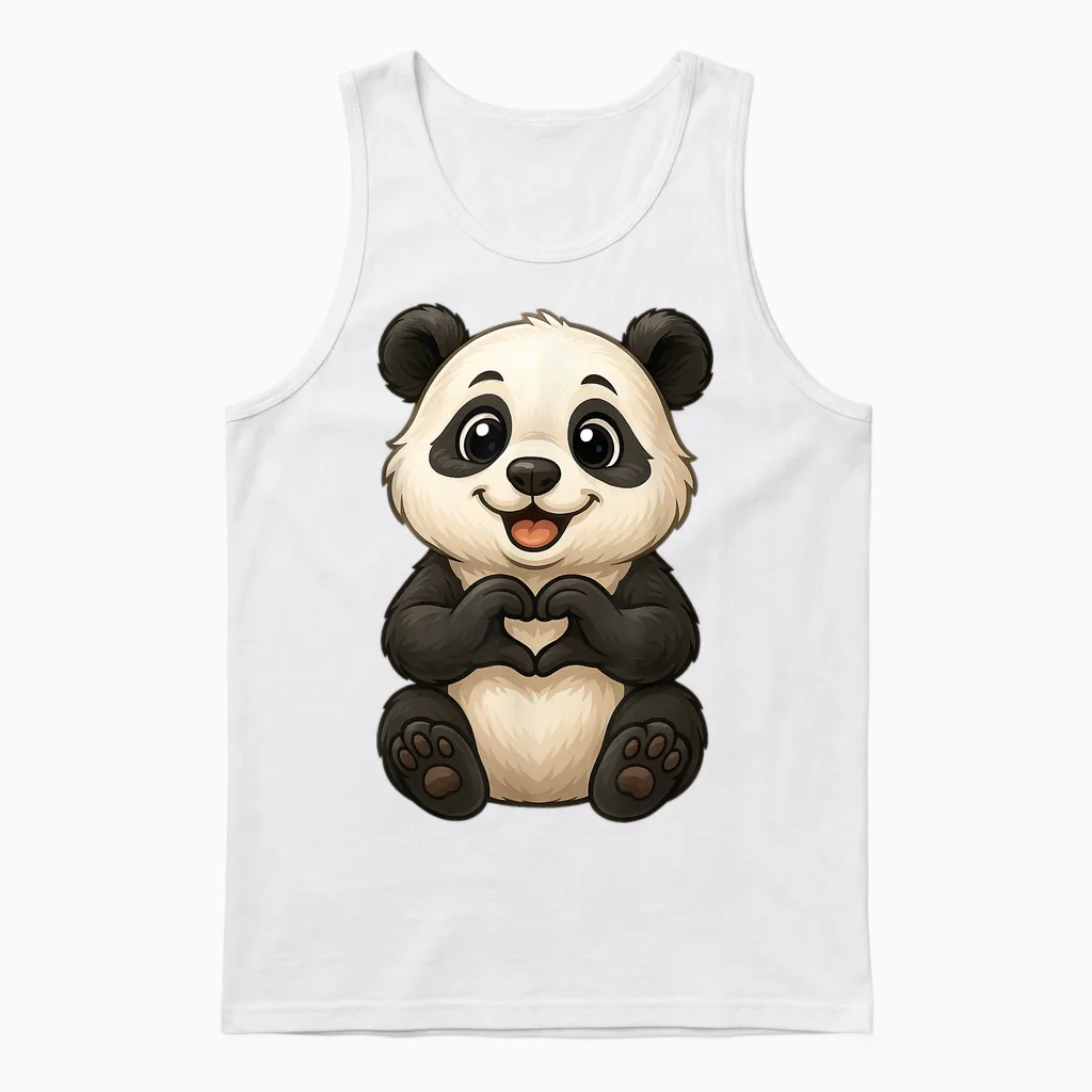 Panda Bear with Heart Cute Panda Bear with Heart Symbol Panda Unisex Tank Top in White