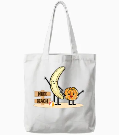 Orange You Ready Nude Beach Banana! Tote Bags - White