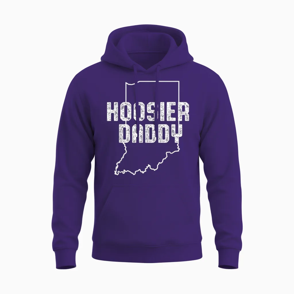 Indiana Hoosier Dad Unisex Hoodie in Purple