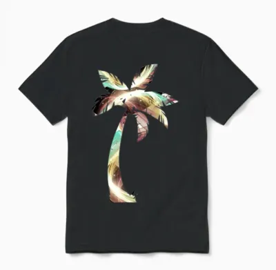 Retro Palm Tree Summertime Unisex T-Shirt - Black