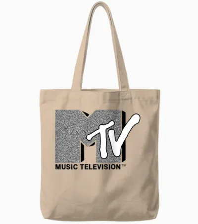 Mademark X Mtv - Classic Official Original Mtv Logo with Wall Structure Tote Bags - Natural