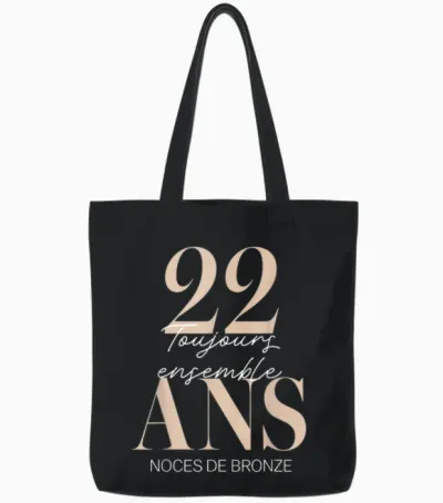 22 Years Wedding Gift Idea – Bronze Wedding Anniversary Tote Bags - Black
