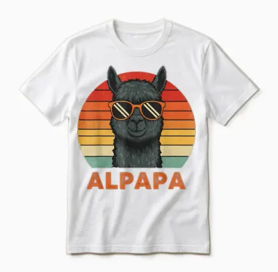 Funny Alpaca Dad Design Father's Day Unisex T-Shirt - White