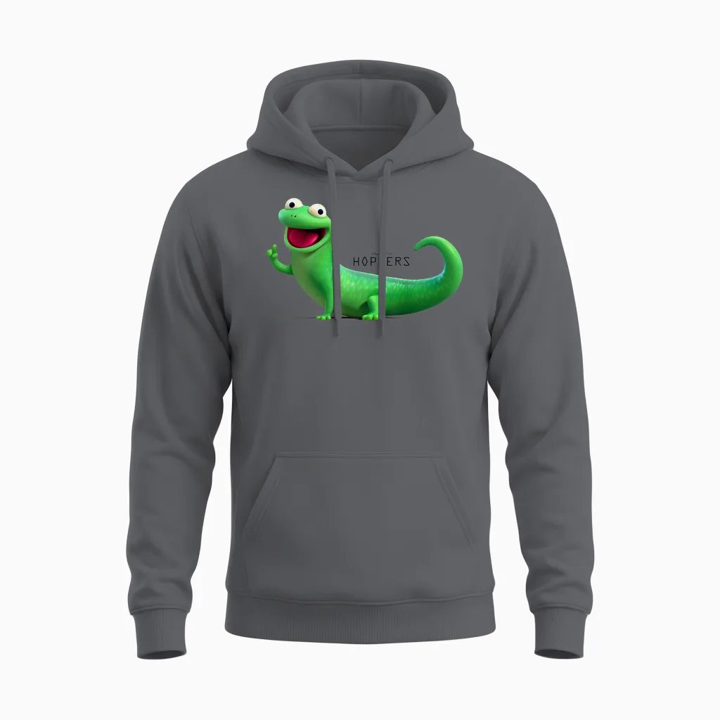 Disney Pixar Hoppers Tom Lizard Smiling Happy Pose Unisex Hoodie in Charcoal