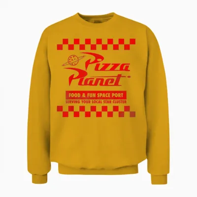 Disney Pixar Toy Story Pizza Planet Checkered Logo Unisex Sweatshirt - Gold
