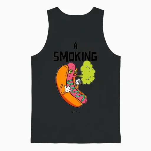 Smoking Hot-Dog. - Dog Lovers Unisex Tank Top in Black