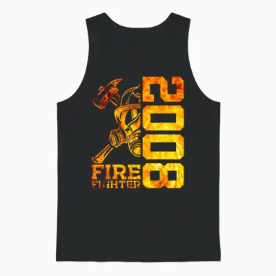 Fire Fighter 2008 15 Years Fire Fighter 15th Birthday T-Shirt, Black Unisex Tank Top - Black