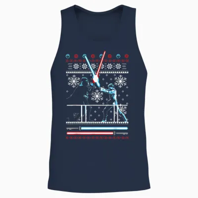 Star Wars Vader Luke Duel Christmas Sweater Graphic Unisex Tank Top - Navy