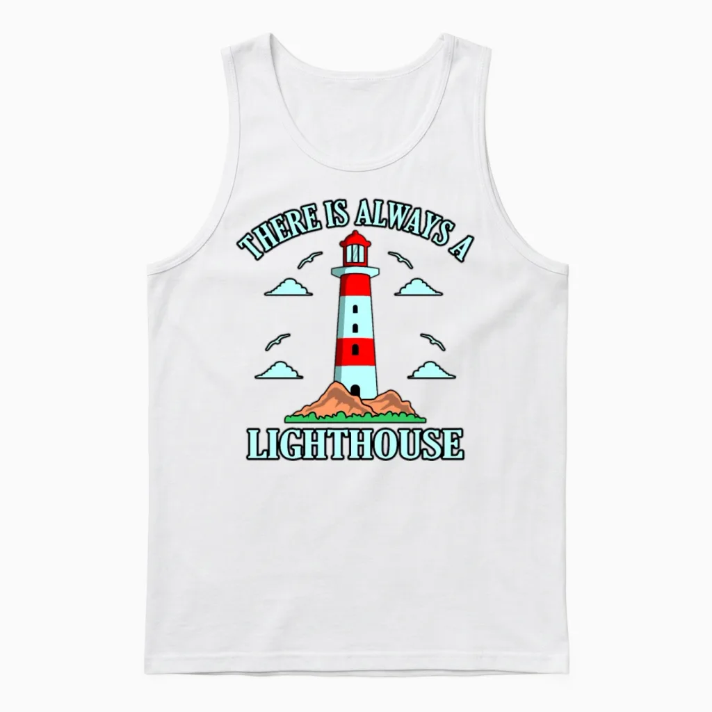 Funny Lighthouse Gift Unisex Tank Top in White