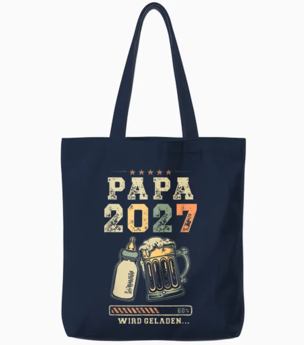 Bald Papa 2027 Werdender Papa Babyflasche Und Krug Tote Bags in Navy