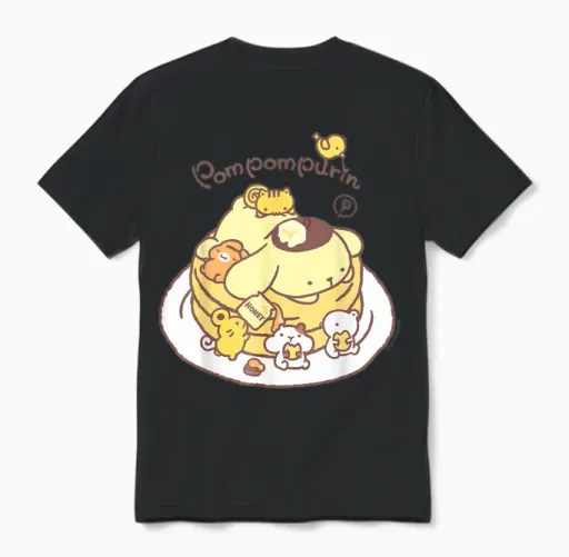 Pompompurin Pancake Friends Unisex T-Shirt in Black