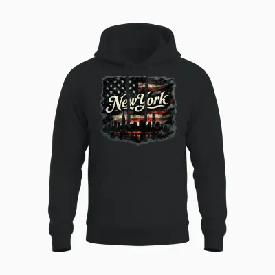 Retro New York Unisex Hoodie - Black