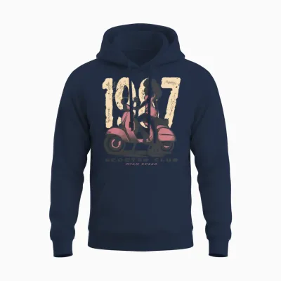 Scooter Club Retro Unisex Hoodie - Navy