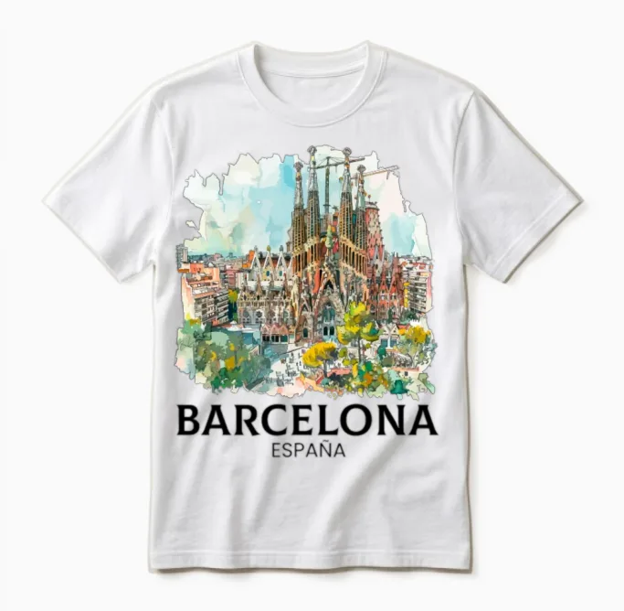 Barcelona Spain Espana Unisex T-Shirt in White