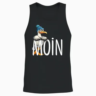 Moin! Funny North Sea Seagull Baltic Sea Nordic Greetings Unisex Tank Top - Black