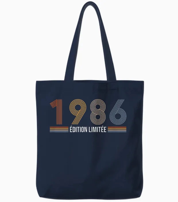 Vintage 1986 Limited Edition 39th Anniversary Retro 39 Years Tote Bags in Navy