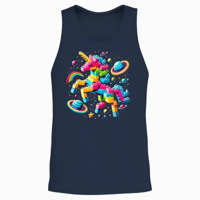 Unicorn Blocks Master Funny Builder Building Blocks Bricks Unisex Tank Top - Navy