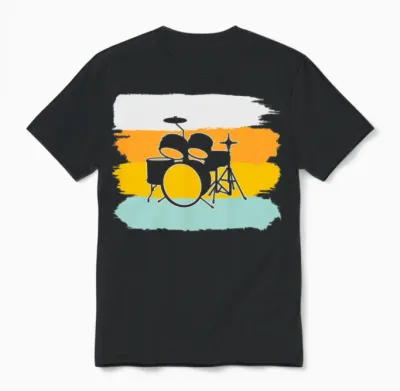 Drums Retro Unisex T-Shirt - Black