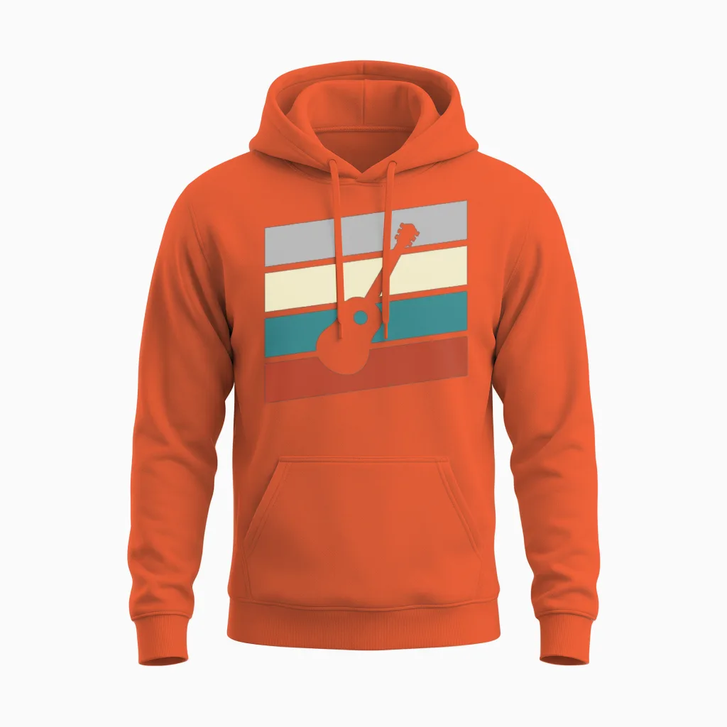 Guitar Retro Unisex Hoodie in Orange