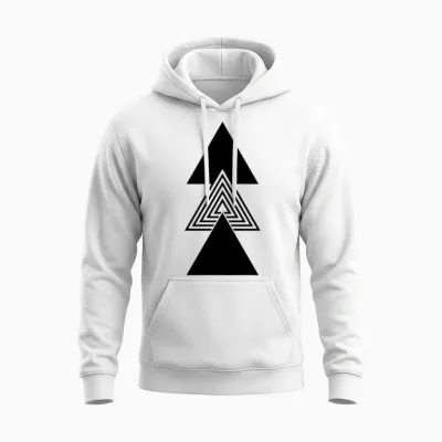 Abstract Triangle Tattoo Unisex Hoodie - White