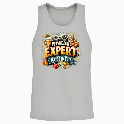 Cadeau Anniversaire Homme Original Humour Niveau Expert Unisex Tank Top - Ash