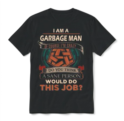 Garbage Man T Shirt - Sane Person Gift Item Unisex T-Shirt - Black