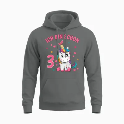 3 Jahre Alt 3 Geburtstag Mädchen Einhorn Geschenke Unisex Hoodie - Graphite Heather