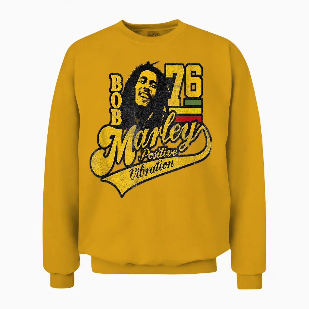 Bob Marley Positive Vibrations Fußball Unisex Sweatshirt in Gold