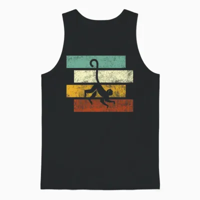 Monkey Retro Unisex Tank Top - Black