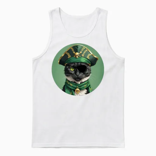 Pirate Cat Lovers Unisex Tank Top in White