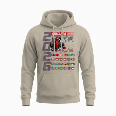 2026 Calendar for Racing Car Unisex Hoodie - Sand