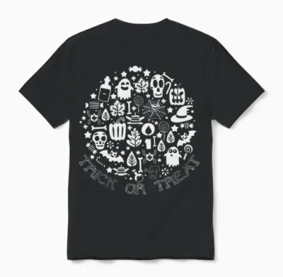 Retro Trick or Treat Haloween Unisex T-Shirt - Black