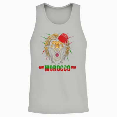 Drapeau Du Maroc Avec Chapeau Lion Marocain Unisex Tank Top - Ash