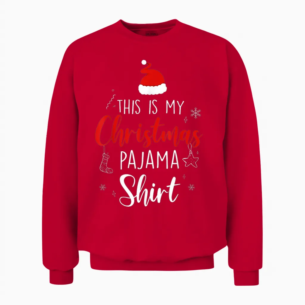 Funny Christmas Pj Pajama Men Women Pjs for Family Unisex Sweatshirt in Red