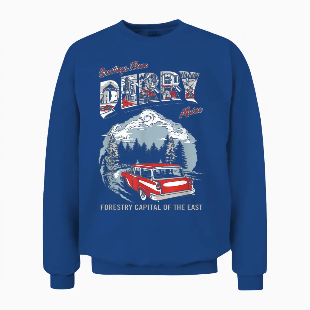 It: Welcome to Derry Greetings Tourist Horror Tv Show Unisex Sweatshirt in Royal