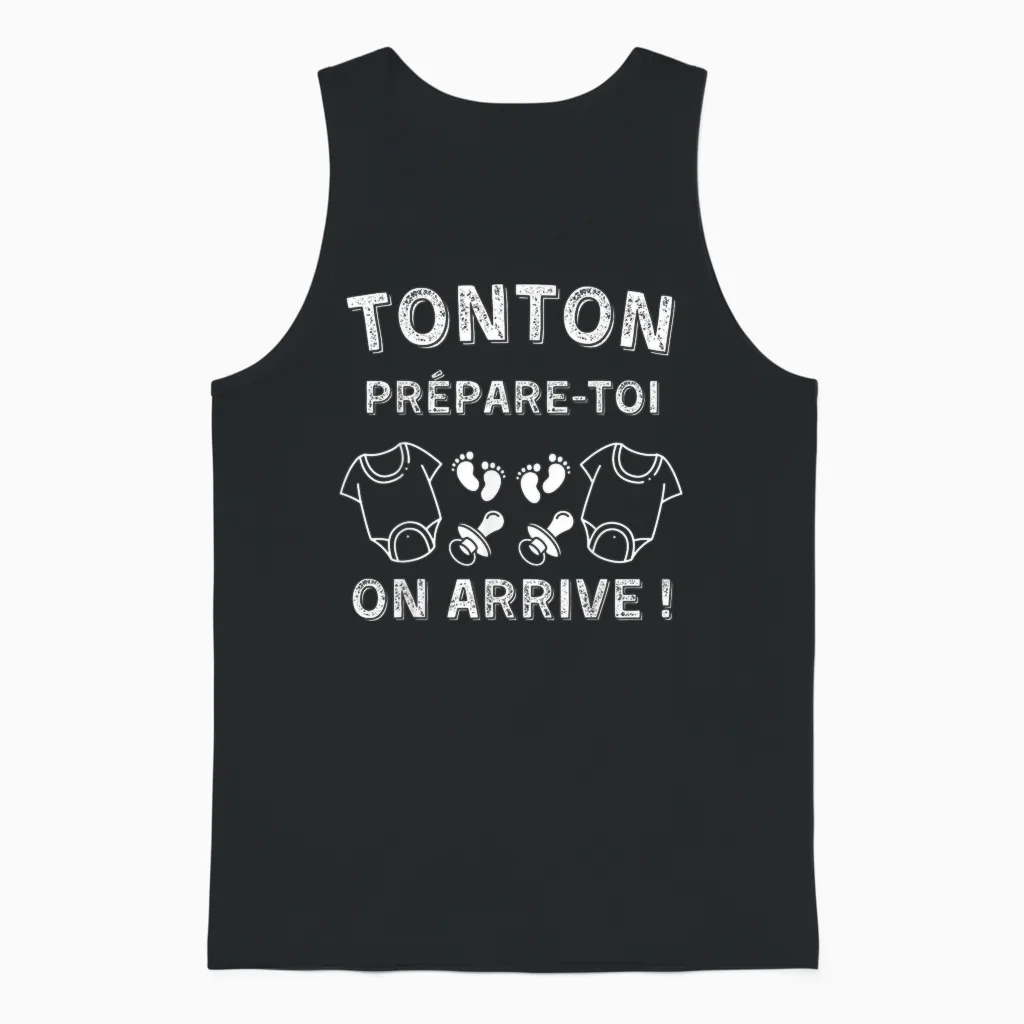 Tonton De Jumeaux - Original Gift Announcement Pregnancy Unisex Tank Top in Black