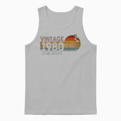Retro Sunset 1980 Unisex Tank Top - Ash