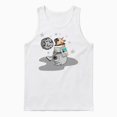 Funny Dog Astronaut Unisex Tank Top - White