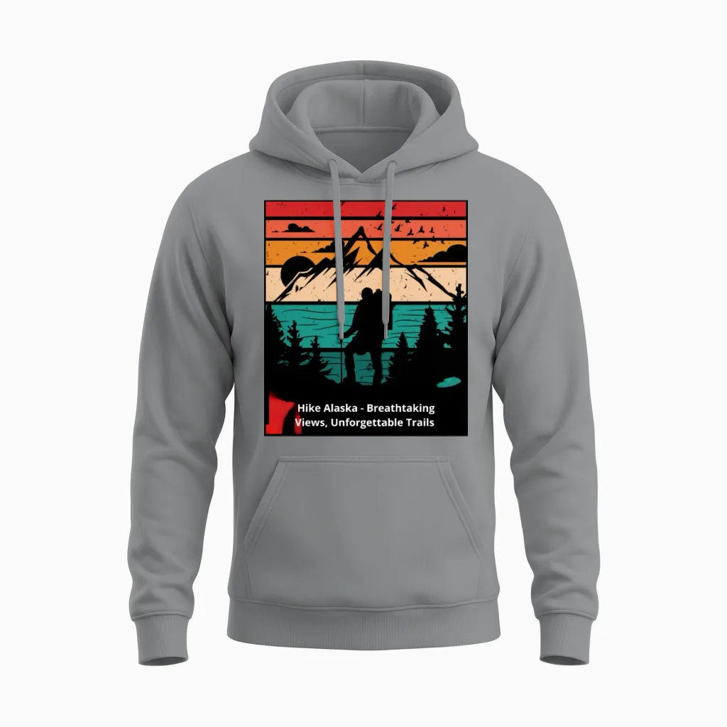 Hike Alaska Hiking & Outdoors Unisex Hoodie in Sport Grey