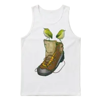 Rock Wrens on a Hiking Boot & Outdoors Unisex Tank Top - White – 1
